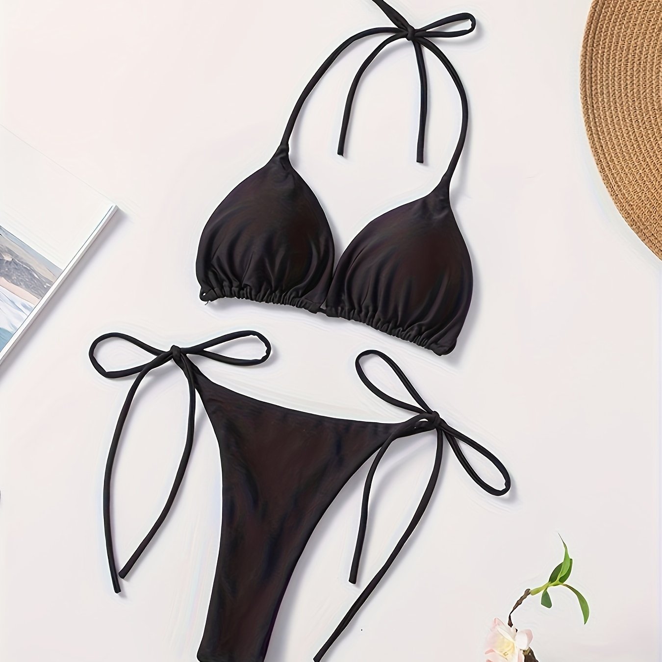 2-Piece Women's Halter Bra Bikini Set