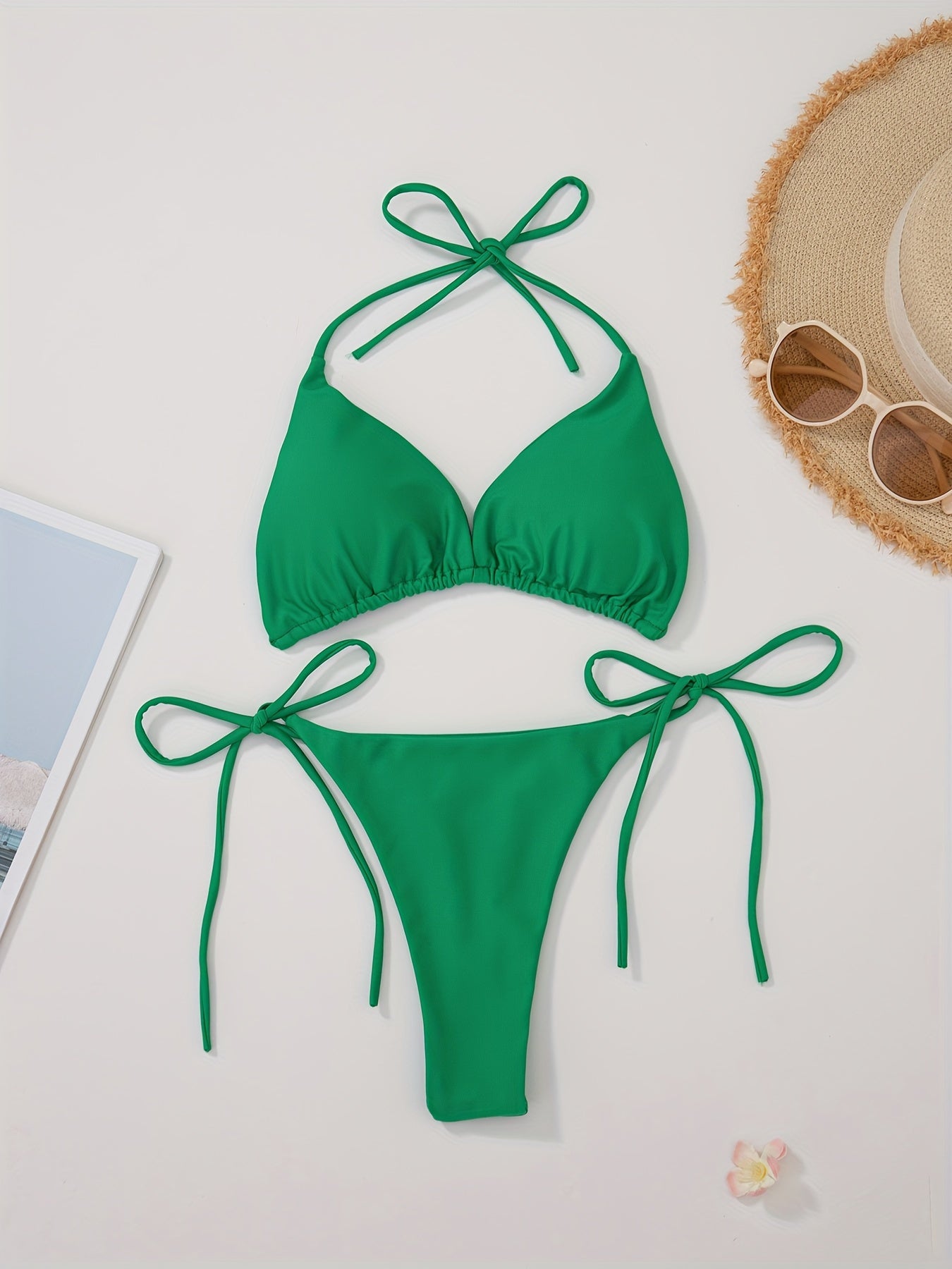 2-Piece Women's Halter Bra Bikini Set
