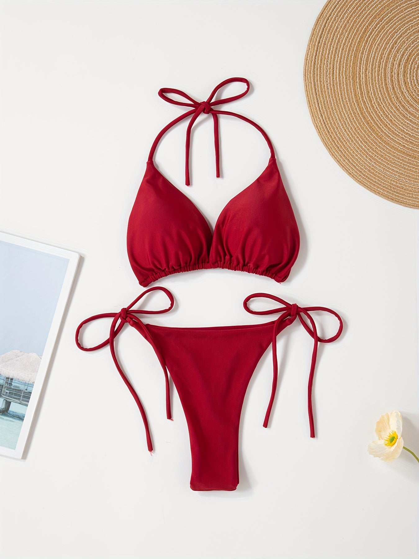 2-Piece Women's Halter Bra Bikini Set