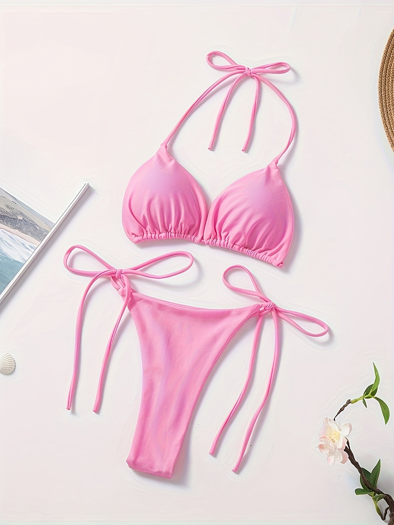 2-Piece Women's Halter Bra Bikini Set