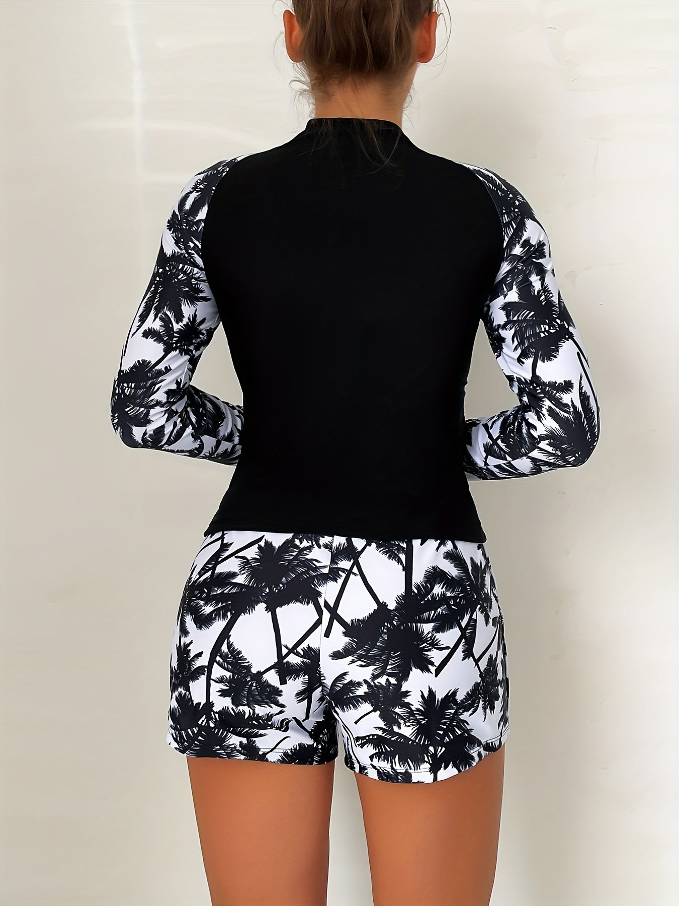 Vibrant Tropical Long Sleeve Swimsuit