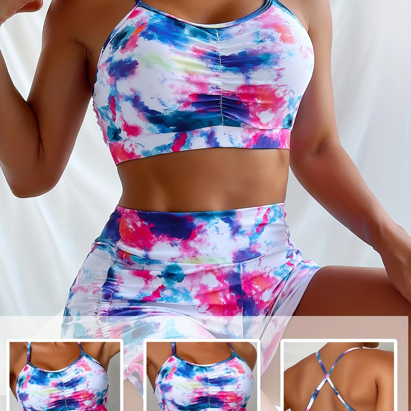 Tie Dye Drawstring High Waist 2-Piece Bikini Set