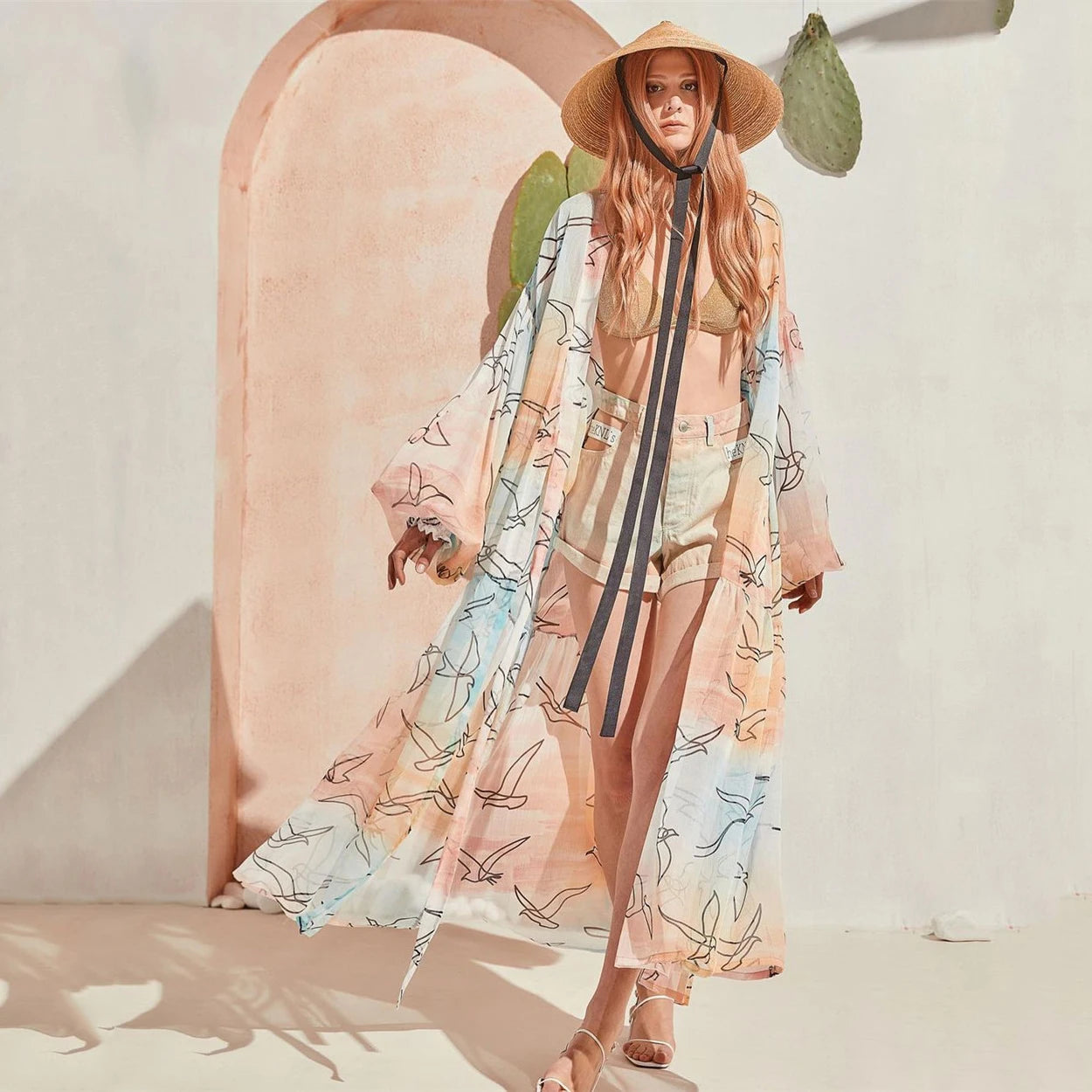 Blue Eyes Bikini Beach Cover-Up – Long Kaftan Sarong Tunic