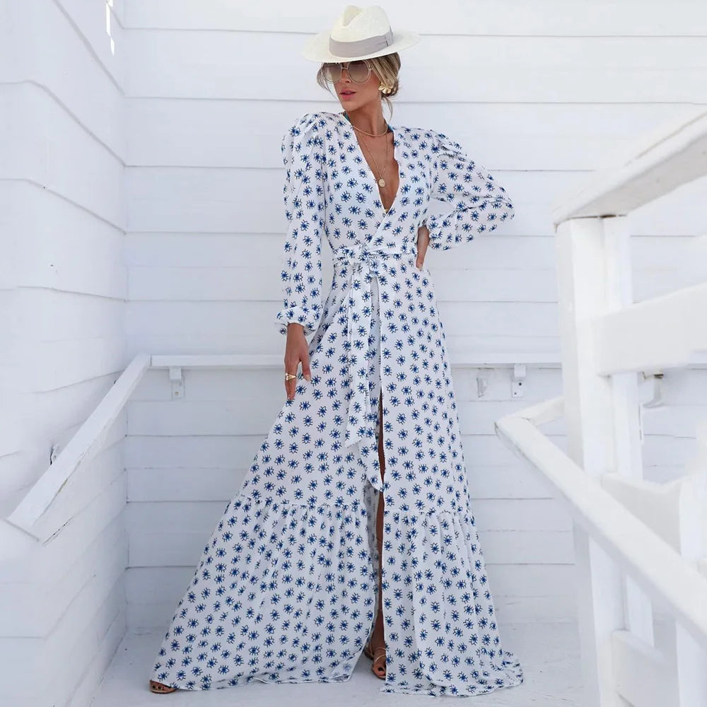 Blue Eyes Bikini Beach Cover-Up – Long Kaftan Sarong Tunic