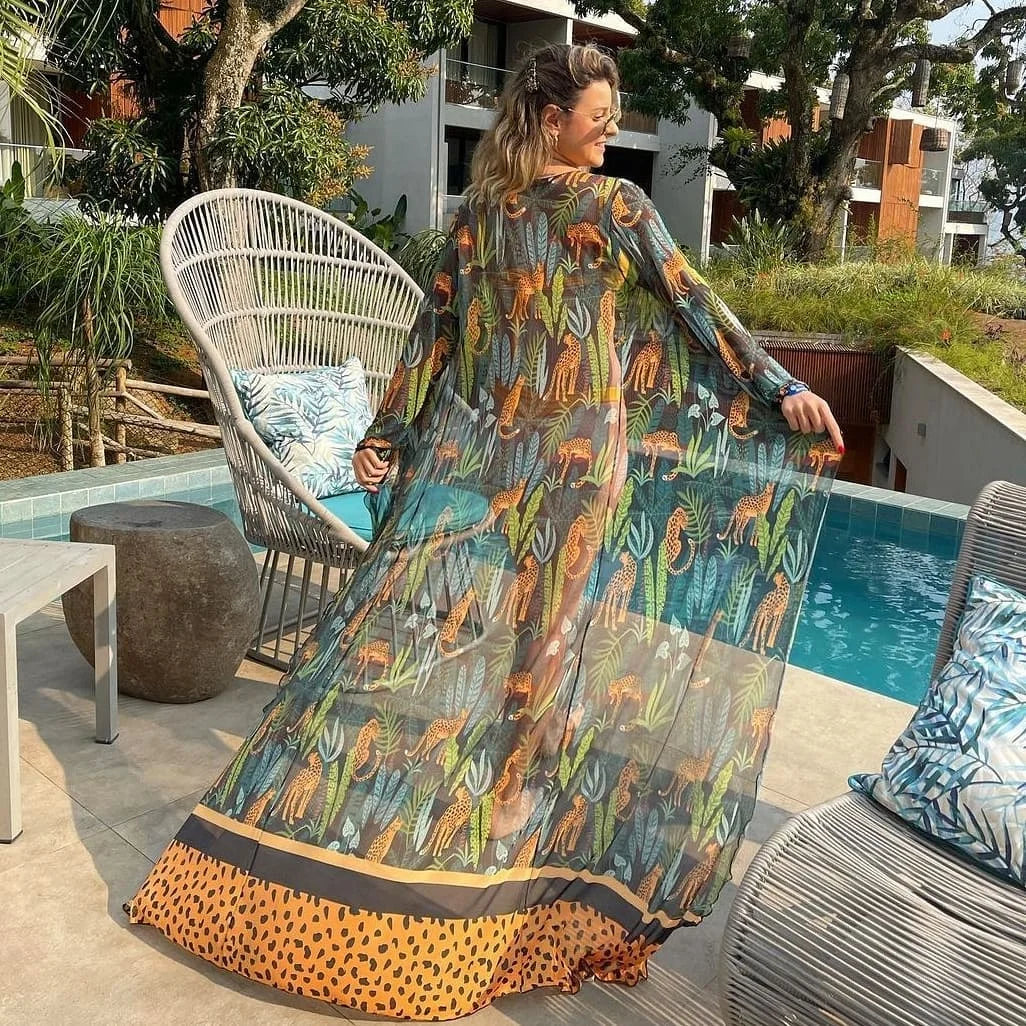 Blue Eyes Bikini Beach Cover-Up – Long Kaftan Sarong Tunic