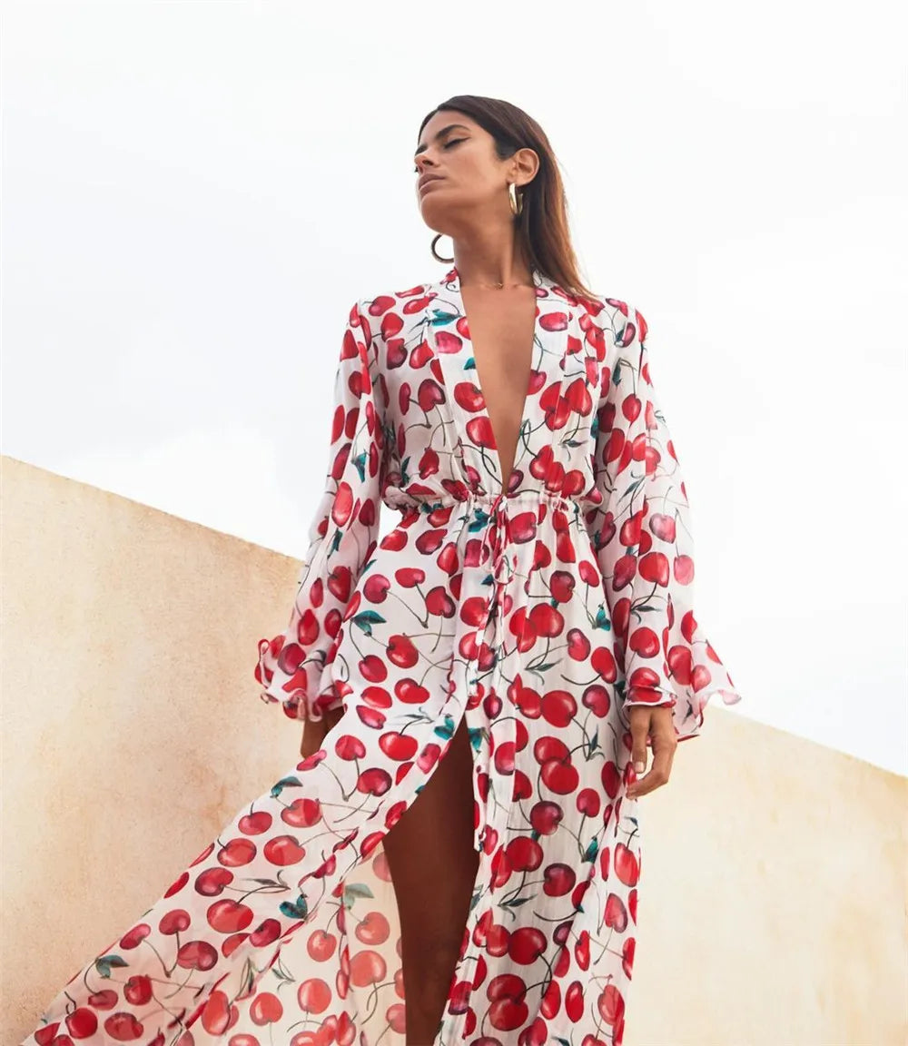 Blue Eyes Bikini Beach Cover-Up – Long Kaftan Sarong Tunic