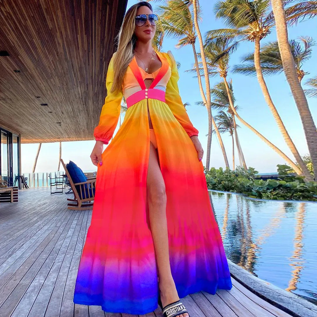 Blue Eyes Bikini Beach Cover-Up – Long Kaftan Sarong Tunic