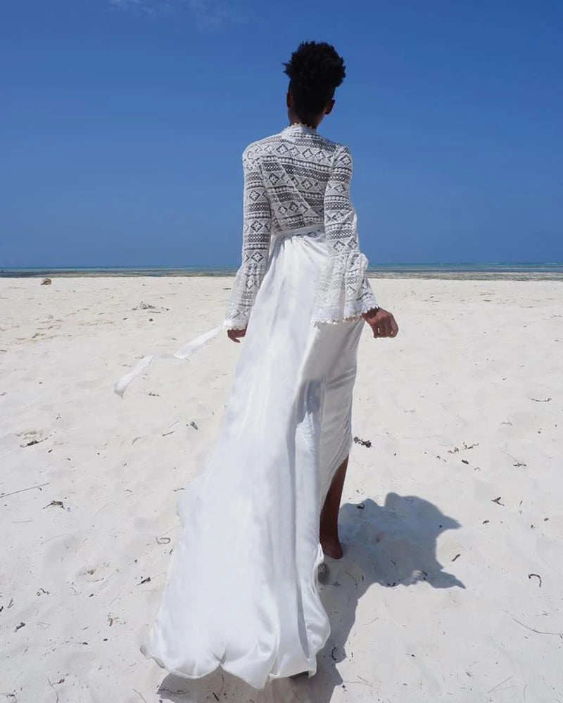 Women’s Crochet Beach Cover-Up Dress – Kaftan Tunic Pareo