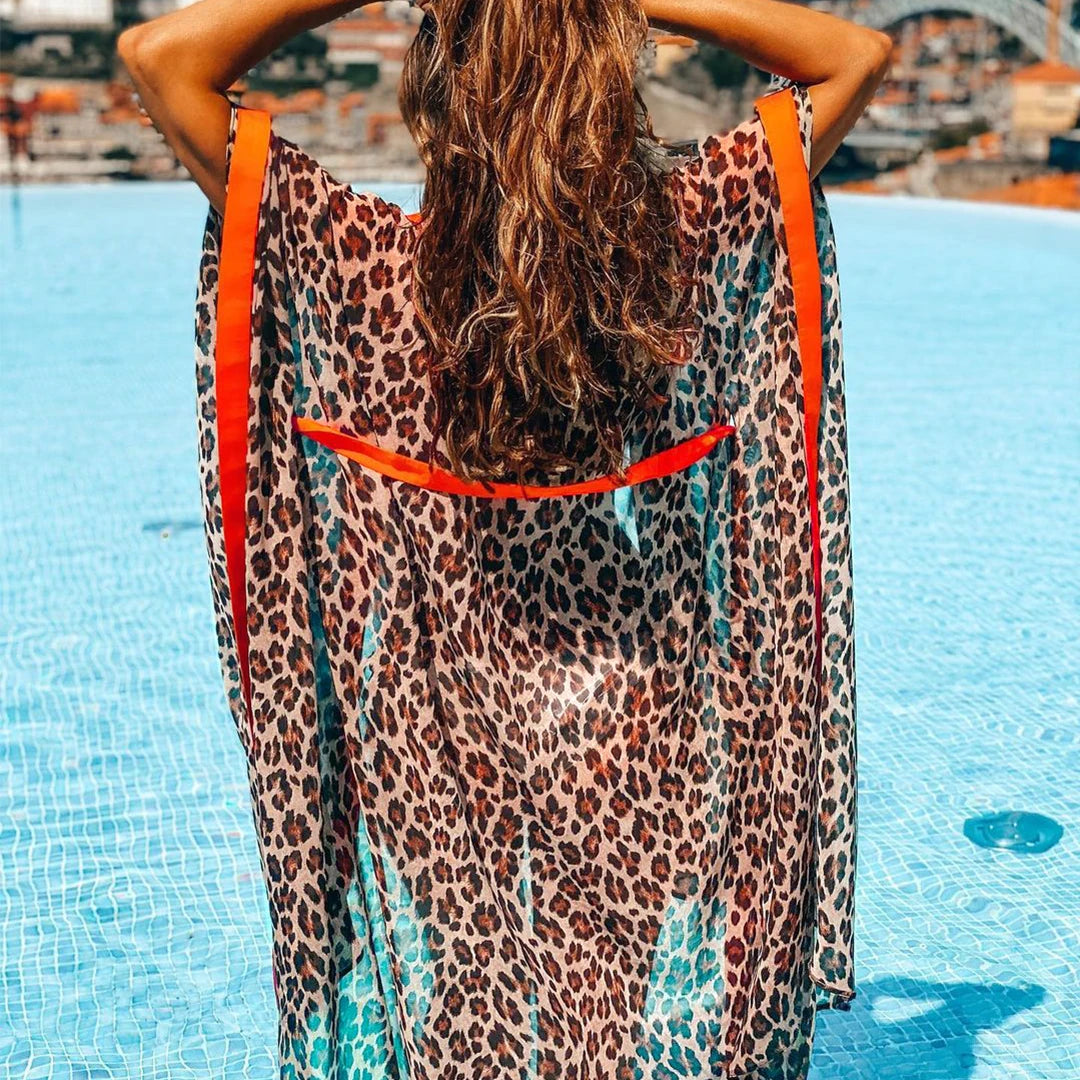 Blue Eyes Bikini Beach Cover-Up – Long Kaftan Sarong Tunic