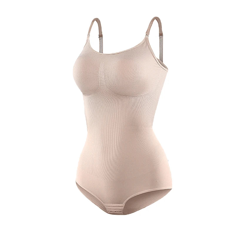V-Neck Spaghetti Strap Compression Bodysuit Slimming Shapewear