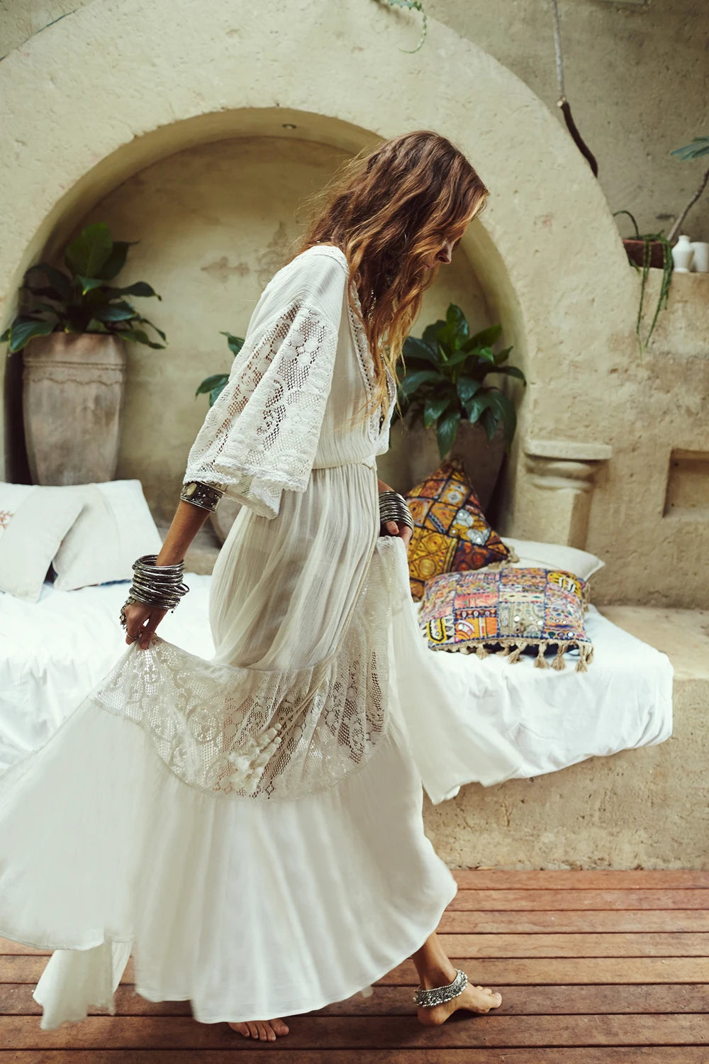 Women’s Crochet Beach Cover-Up Dress – Kaftan Tunic Pareo