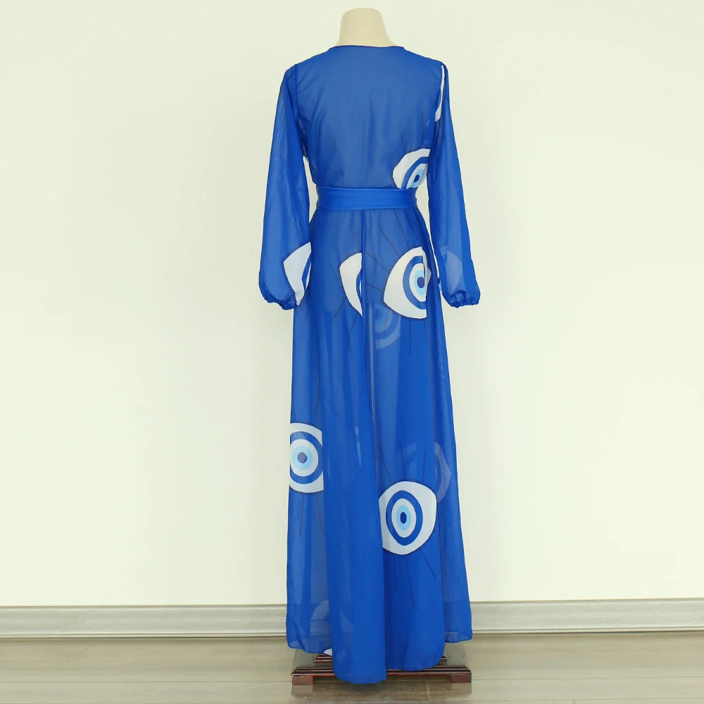 Blue Eyes Bikini Beach Cover-Up – Long Kaftan Sarong Tunic