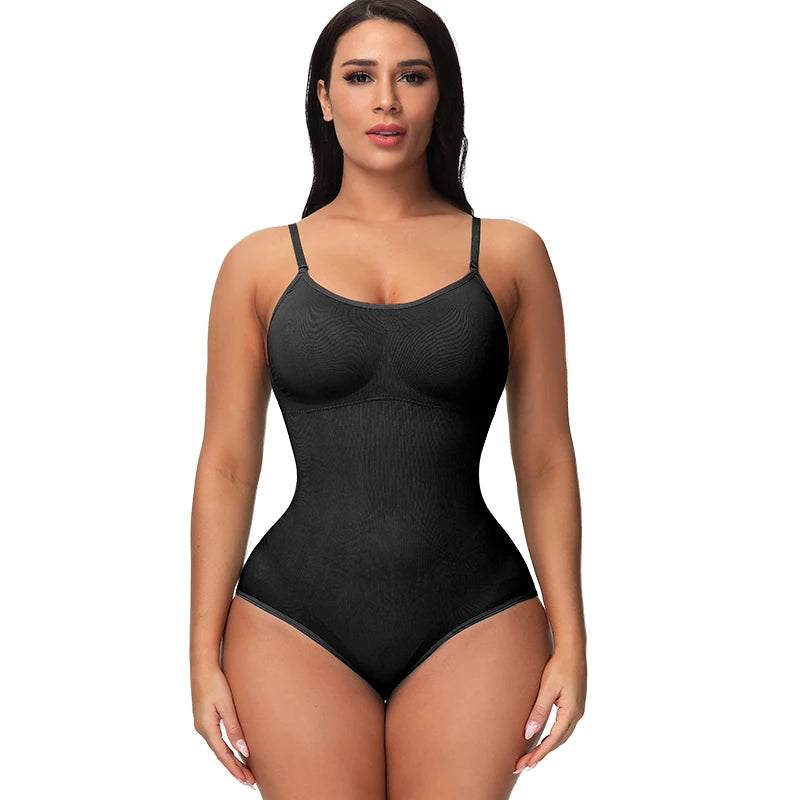 V-Neck Spaghetti Strap Compression Bodysuit Slimming Shapewear