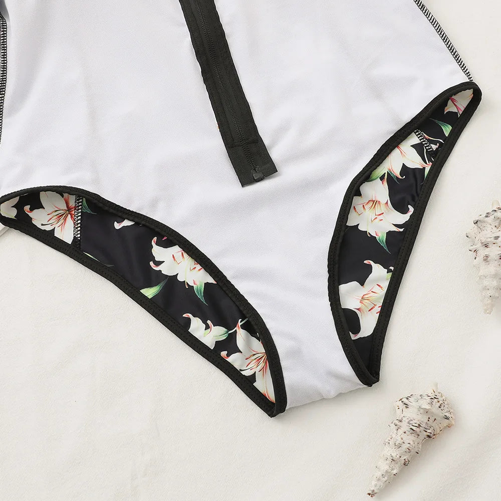 2025 Women’s Long Sleeve Surfing One-Piece Swimsuit