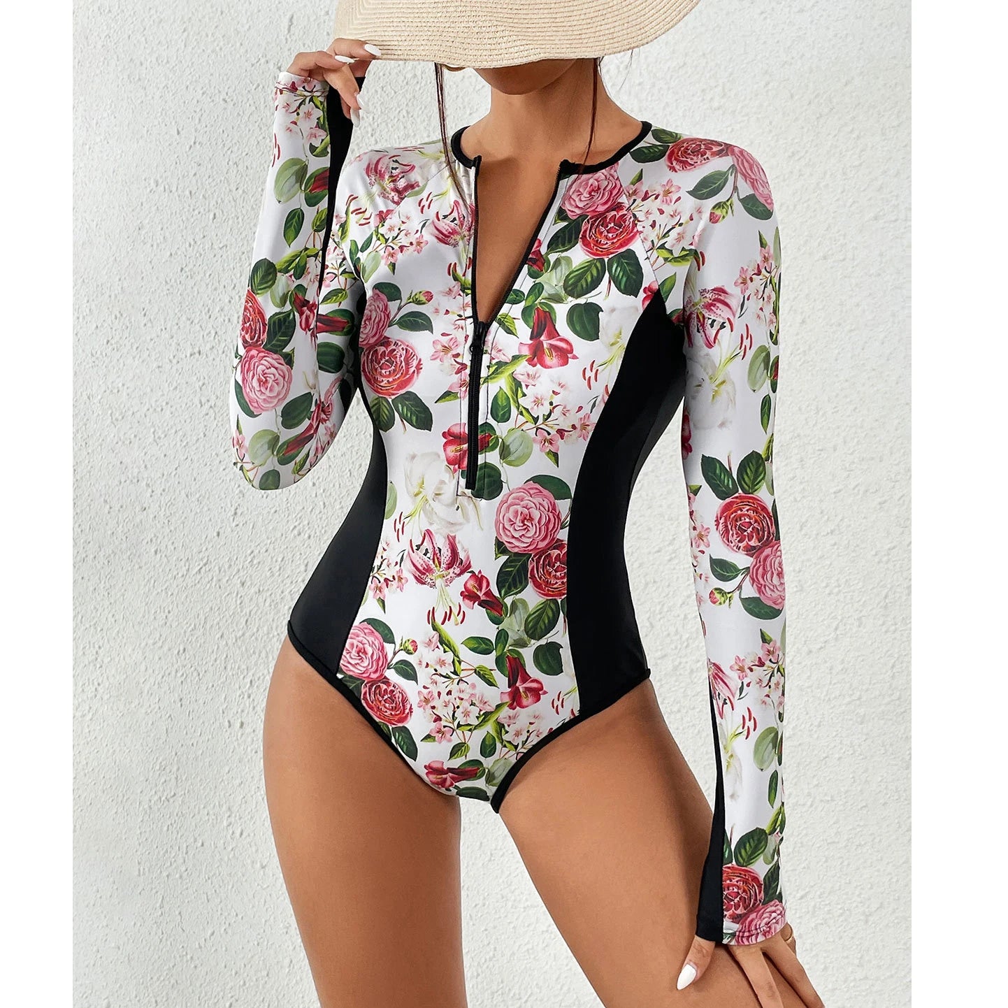 2025 Women’s Long Sleeve Surfing One-Piece Swimsuit