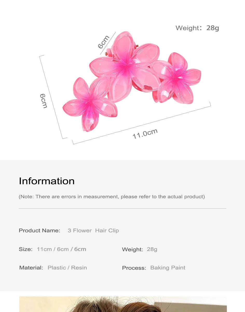 11CM Frangipani Flower Gradient Shark Clip – Hairpin Headband for Women & Girls