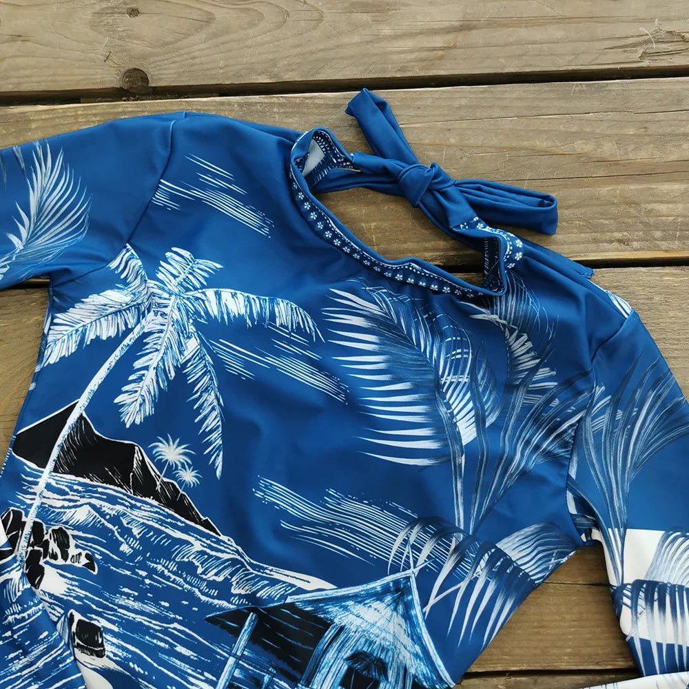 2025 Women’s Long Sleeve Surfing One-Piece Swimsuit