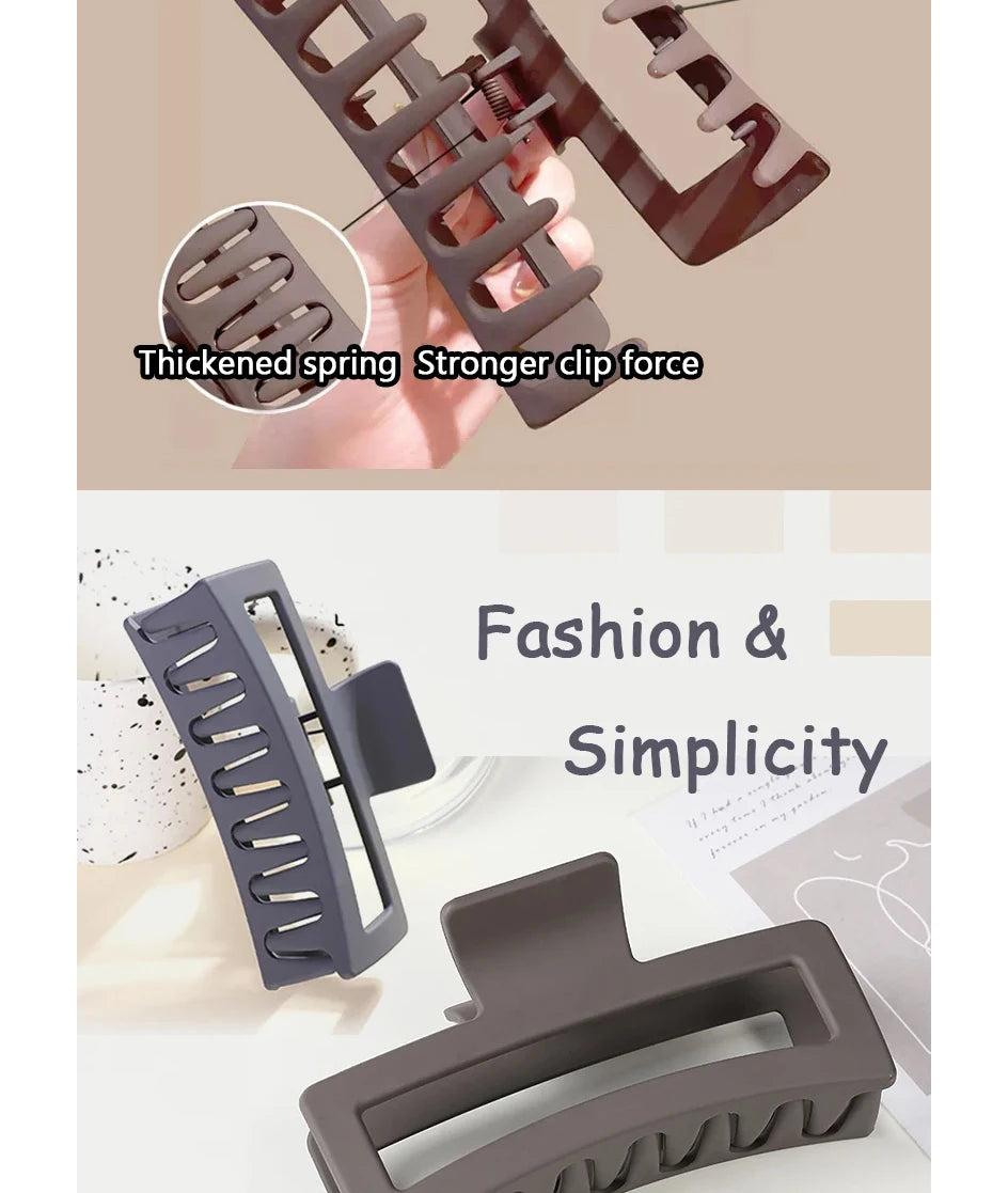 13CM Oversized Solid Square Shark Clip – Frosted Hair Accessories for Thick Hair