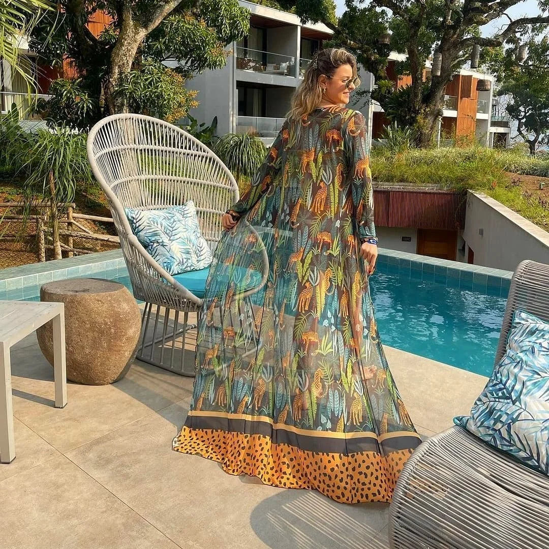 Women’s Crochet Beach Cover-Up Dress – Kaftan Tunic Pareo