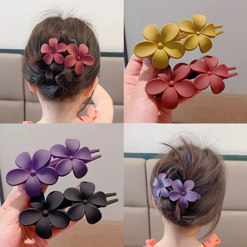 Frosted Flower Hair Claw Clips – Matte Hair Accessories for Women & Girls