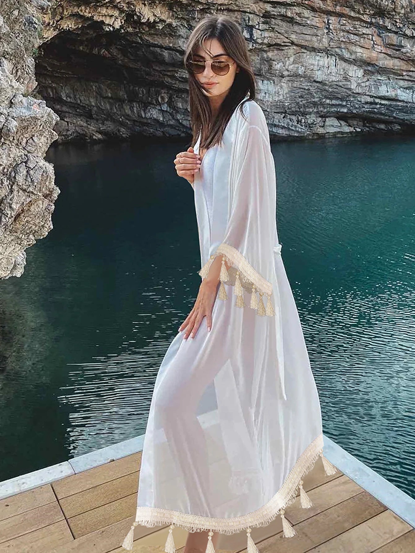 Blue Eyes Bikini Beach Cover-Up – Long Kaftan Sarong Tunic