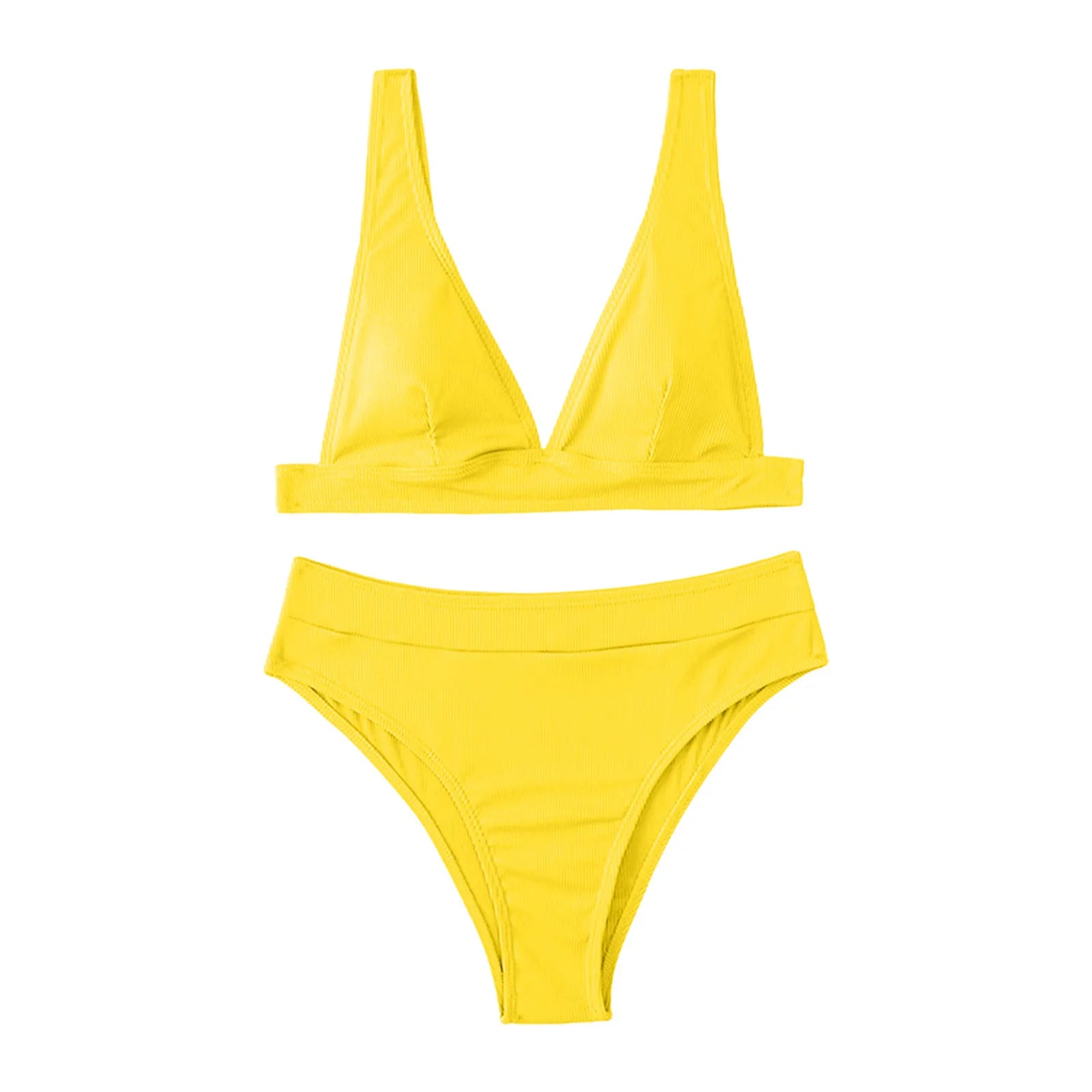 Women’s Deep V High-Waisted Bikini Set – Two-Piece Swimwear