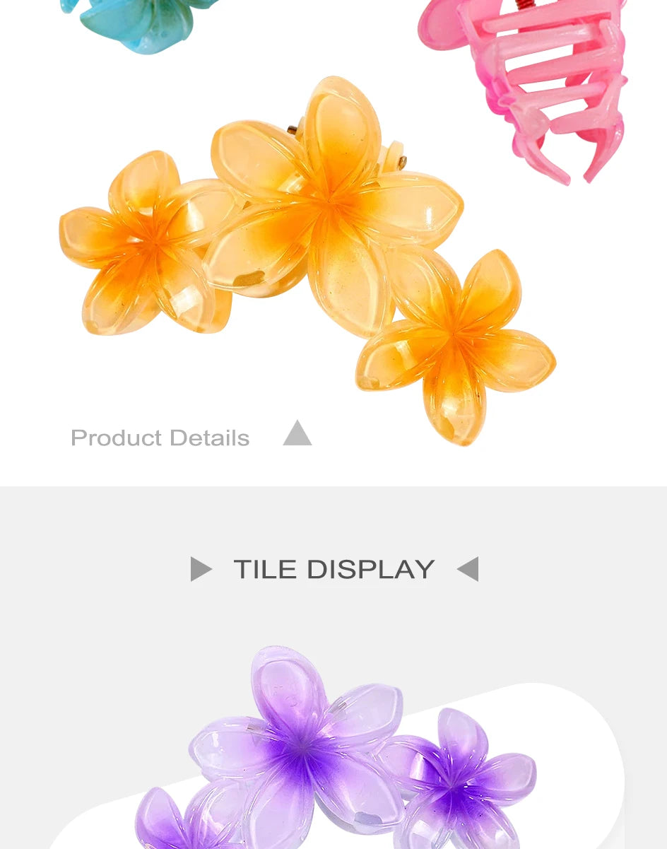 11CM Frangipani Flower Gradient Shark Clip – Hairpin Headband for Women & Girls