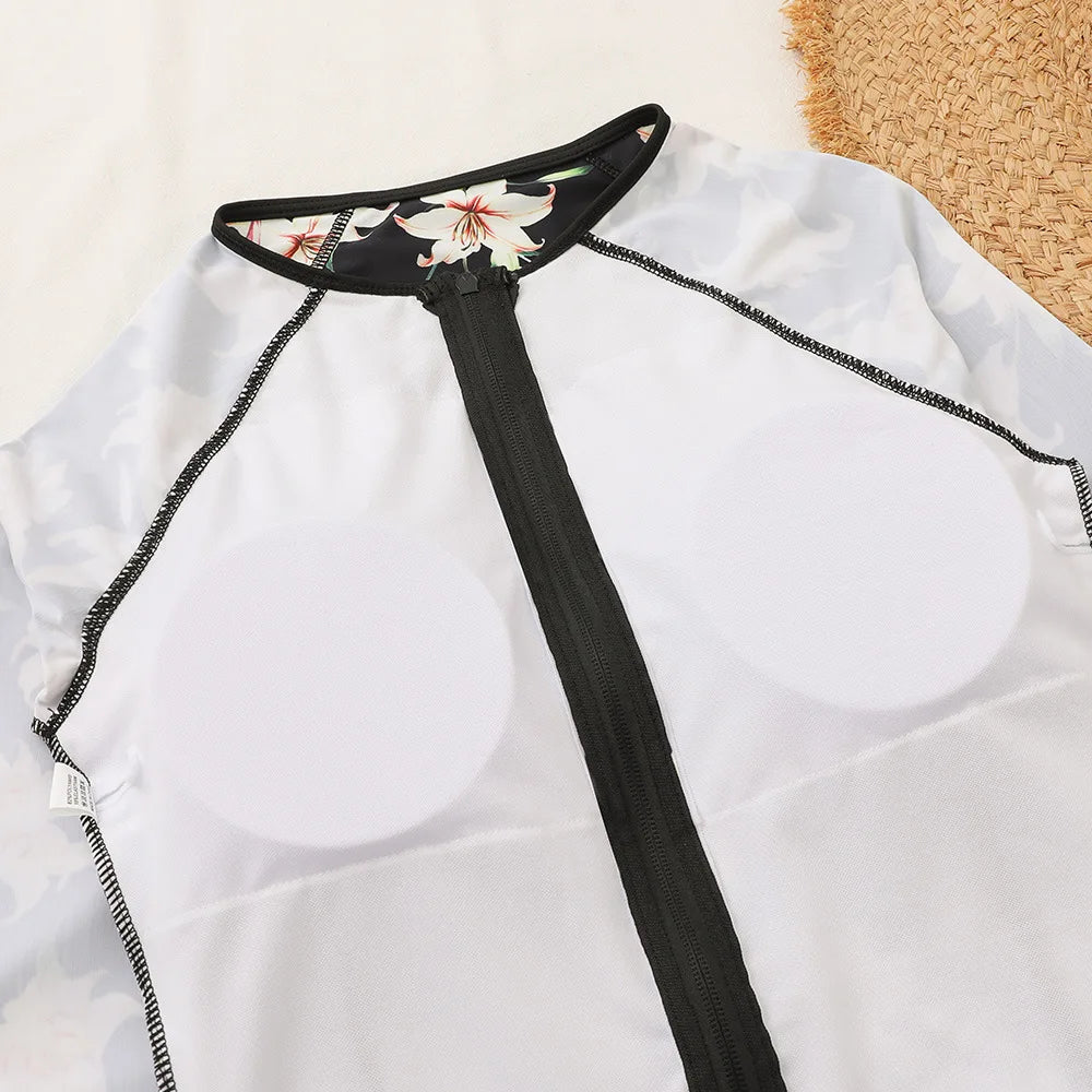 2025 Women’s Long Sleeve Surfing One-Piece Swimsuit