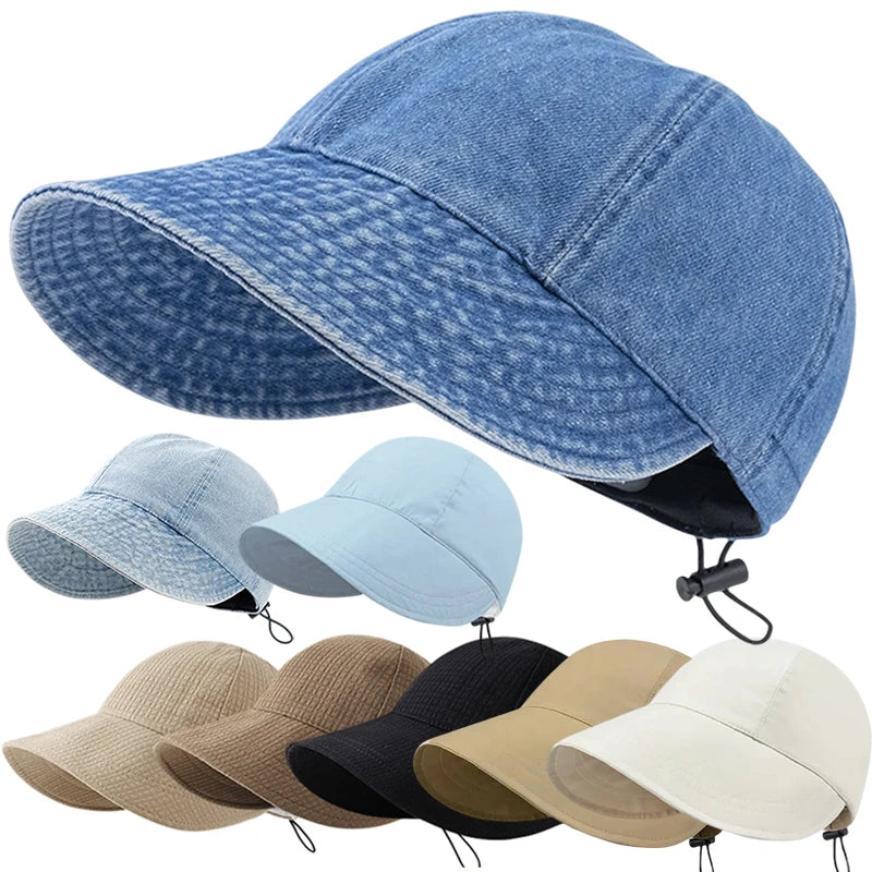 Summer Foldable Wide Brim Sun Hat – UV Protection Adjustable Beach Cap