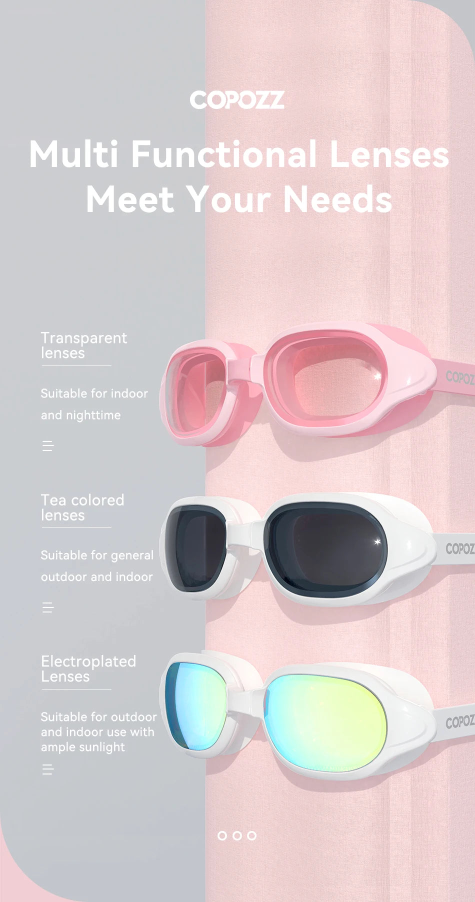 COPOZZ Professional Swimming Goggles – Anti-Fog, UV Protection Swim Glasses