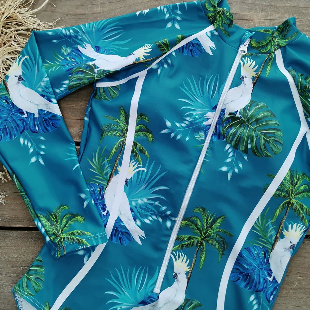 2025 Women’s Long Sleeve Surfing One-Piece Swimsuit