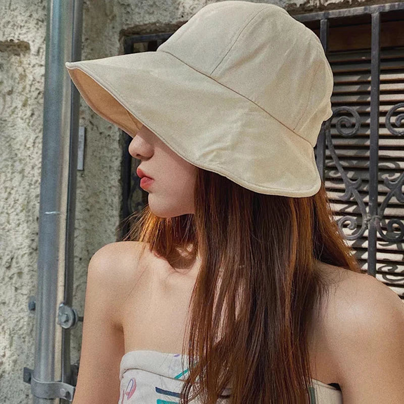 Summer Foldable Wide Brim Sun Hat – UV Protection Adjustable Beach Cap