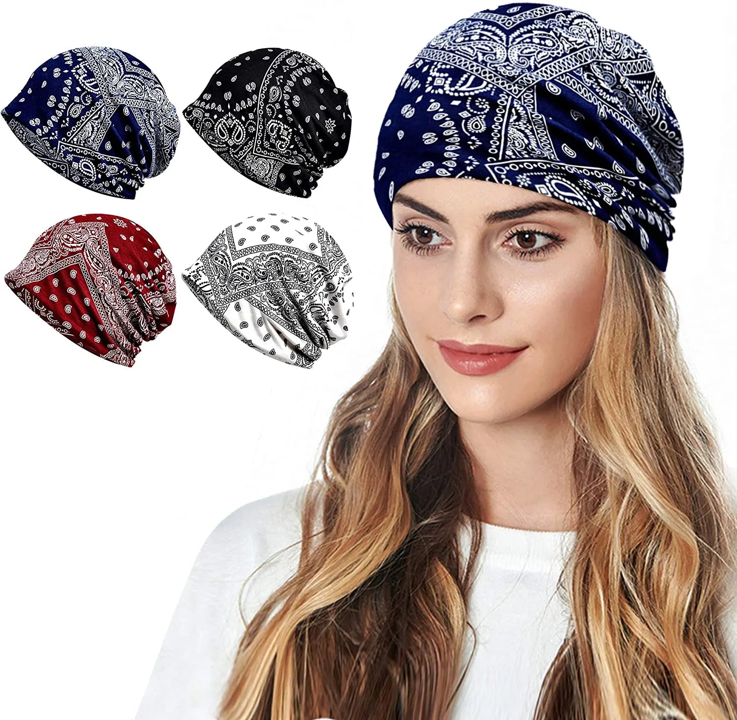 Winter Paisley Beanie – Slouchy Hat for Men & Women, Warm Ski Cap
