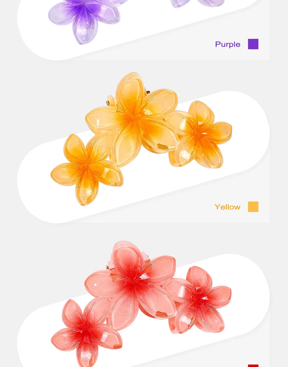 11CM Frangipani Flower Gradient Shark Clip – Hairpin Headband for Women & Girls