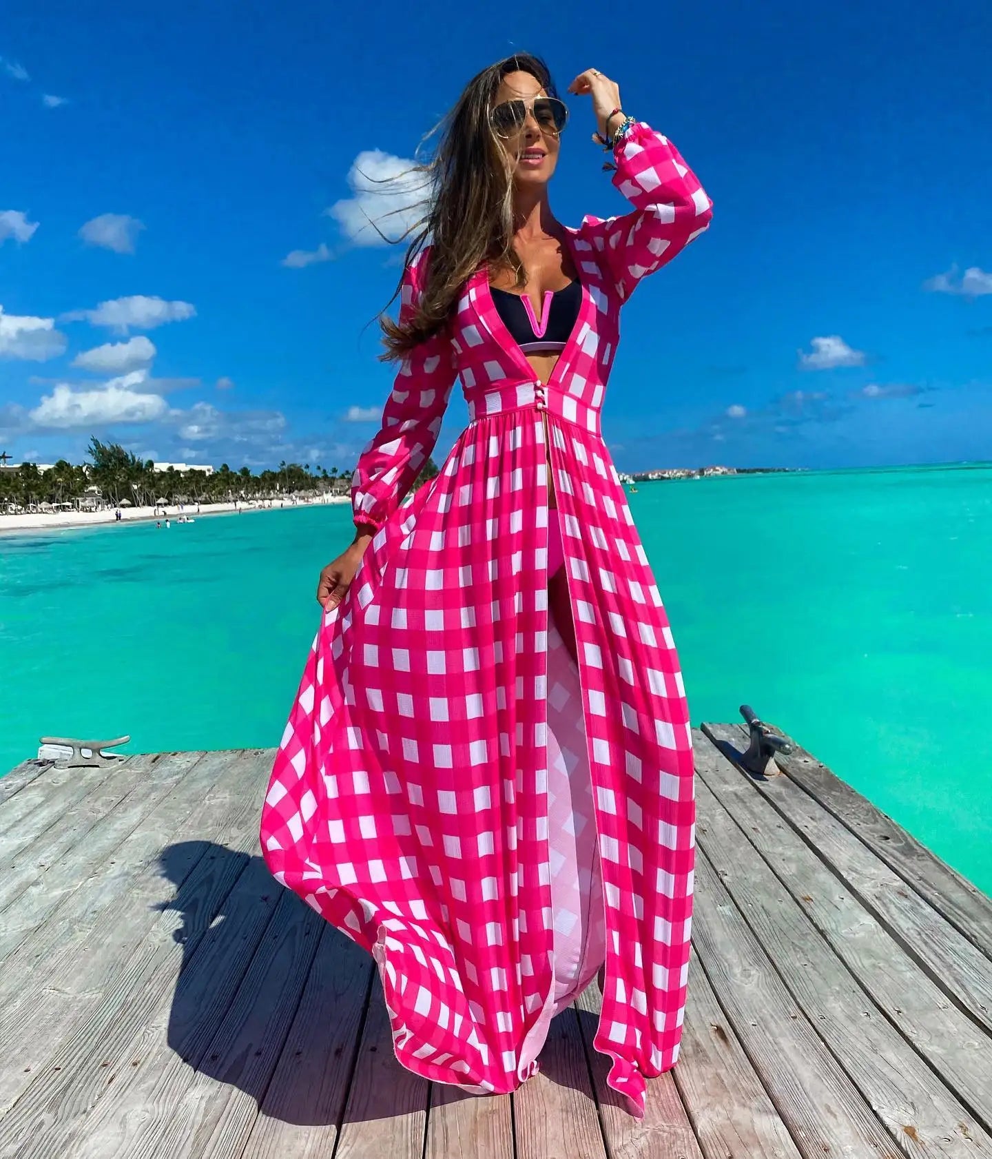 Women’s Crochet Beach Cover-Up Dress – Kaftan Tunic Pareo