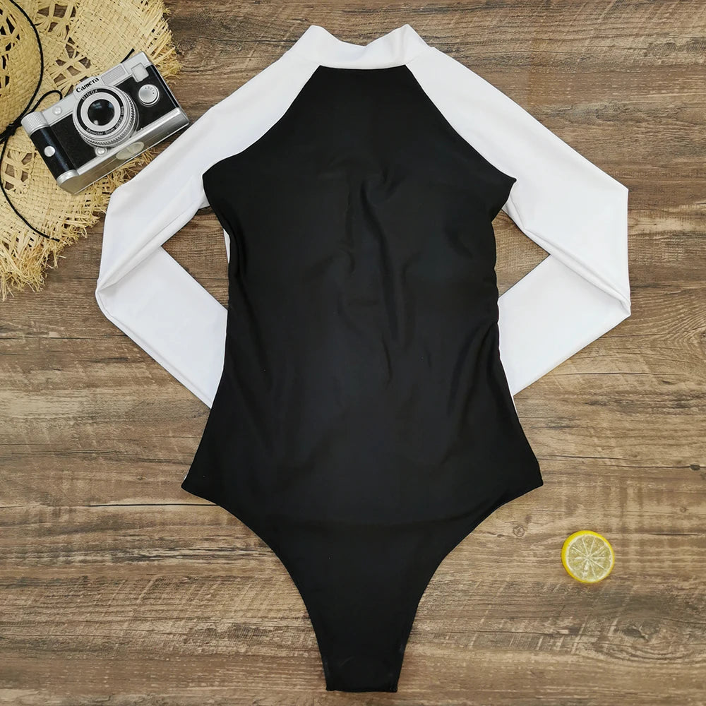 2025 Women’s Long Sleeve Surfing One-Piece Swimsuit