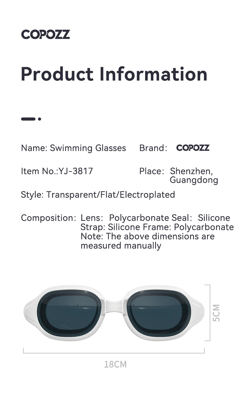 COPOZZ Professional Swimming Goggles – Anti-Fog, UV Protection Swim Glasses
