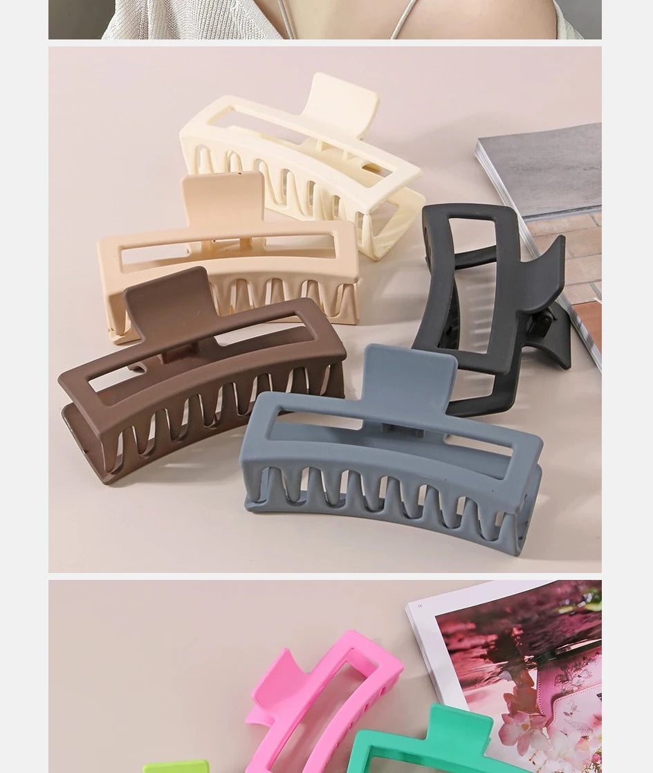 13CM Oversized Solid Square Shark Clip – Frosted Hair Accessories for Thick Hair