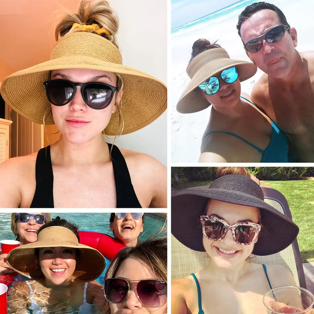 Women’s Roll-Up Sun Visor – Foldable Wide Brim UV Protection Hat