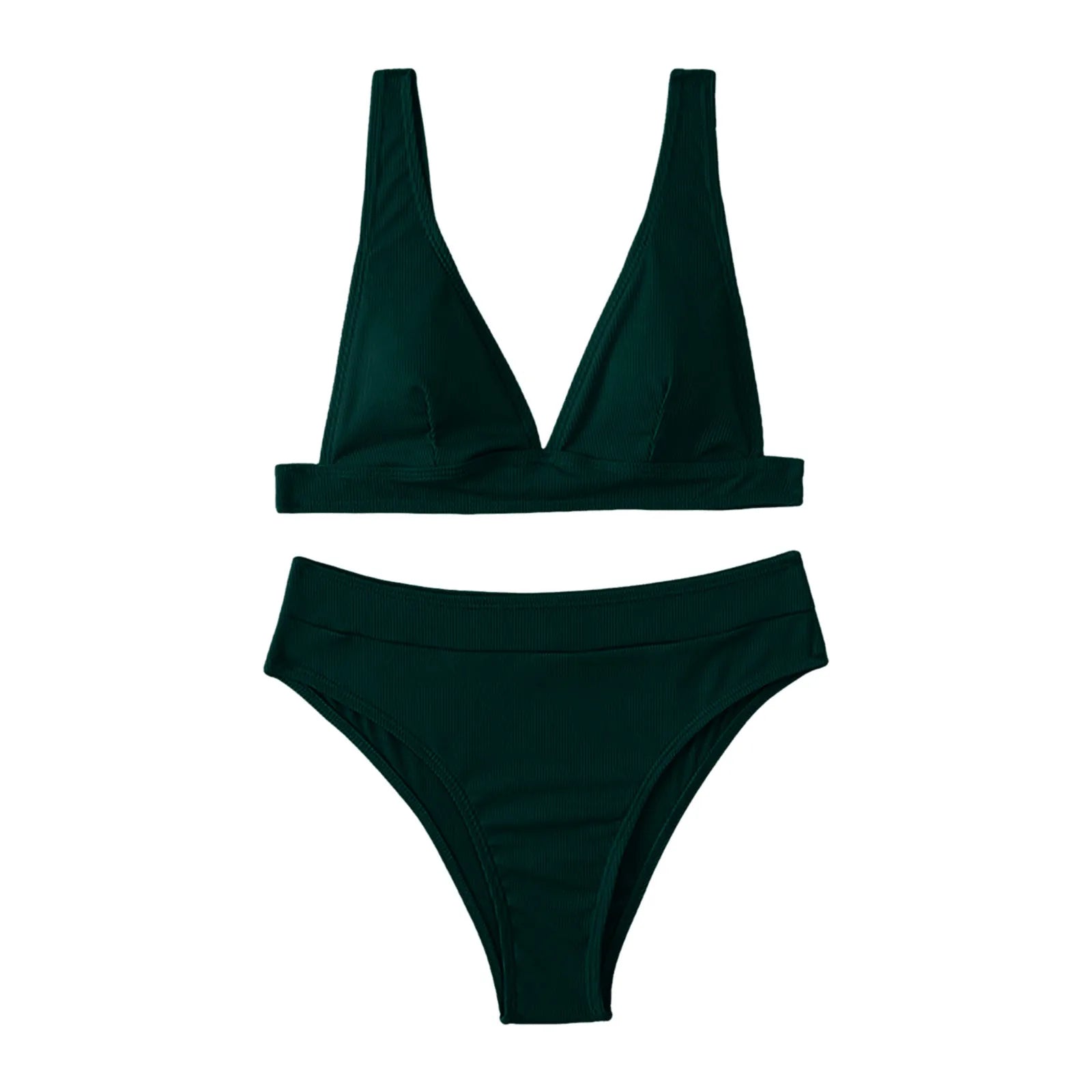 Women’s Deep V High-Waisted Bikini Set – Two-Piece Swimwear