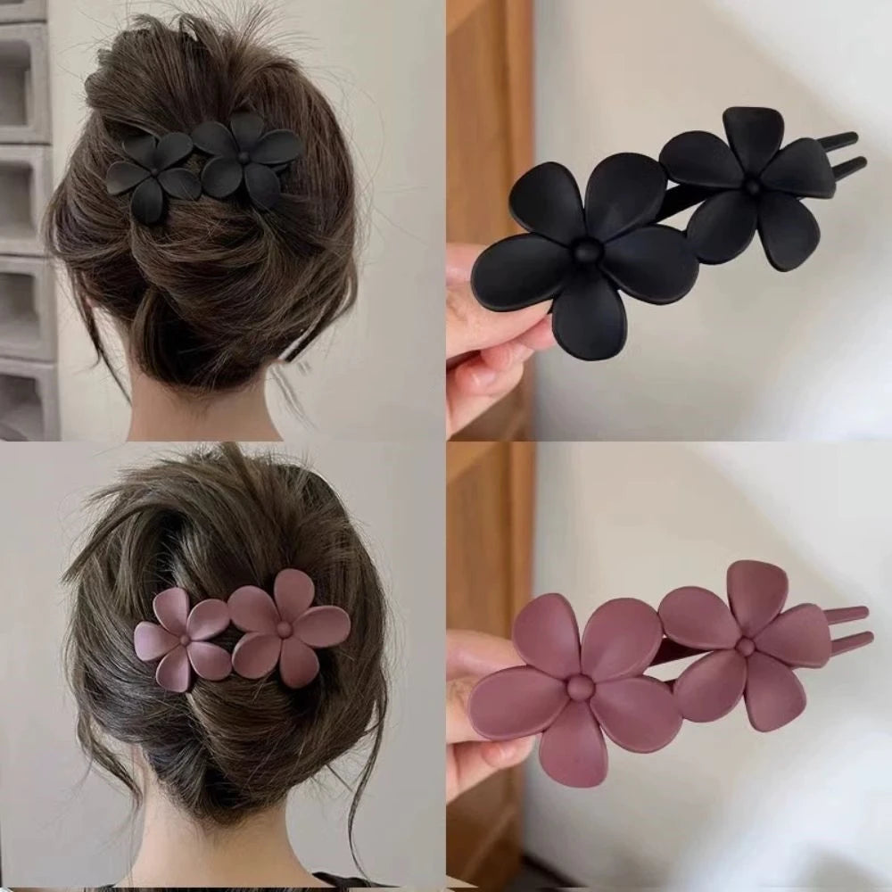 Frosted Flower Hair Claw Clips – Matte Hair Accessories for Women & Girls