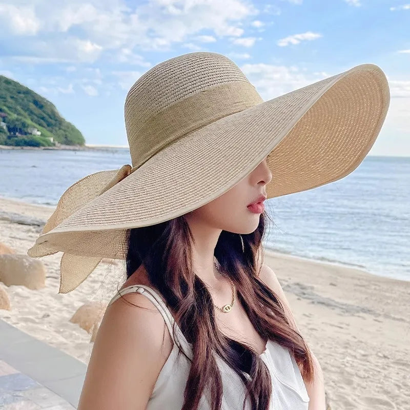 Summer Women’s Sun Hat – Extra Wide Brim Foldable Woven Hat for Beach Protection