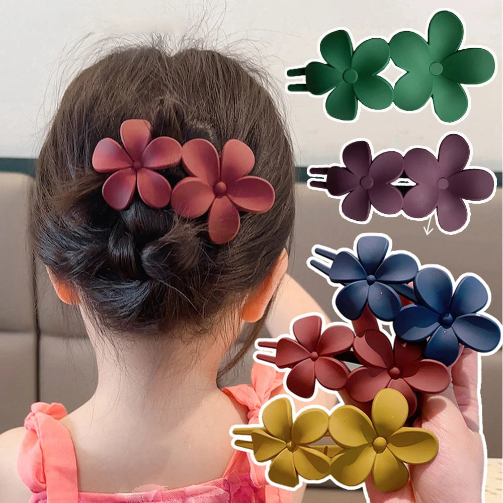 Frosted Flower Hair Claw Clips – Matte Hair Accessories for Women & Girls