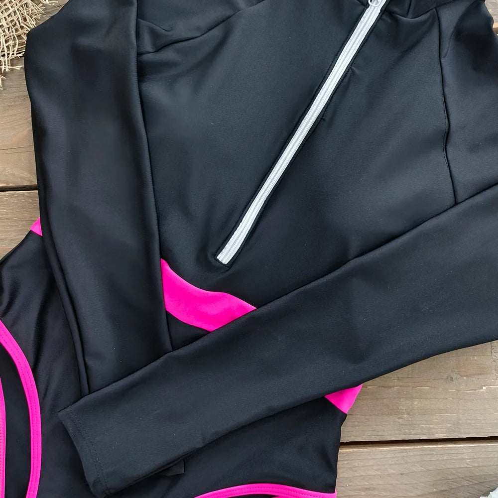 2025 Women’s Long Sleeve Surfing One-Piece Swimsuit