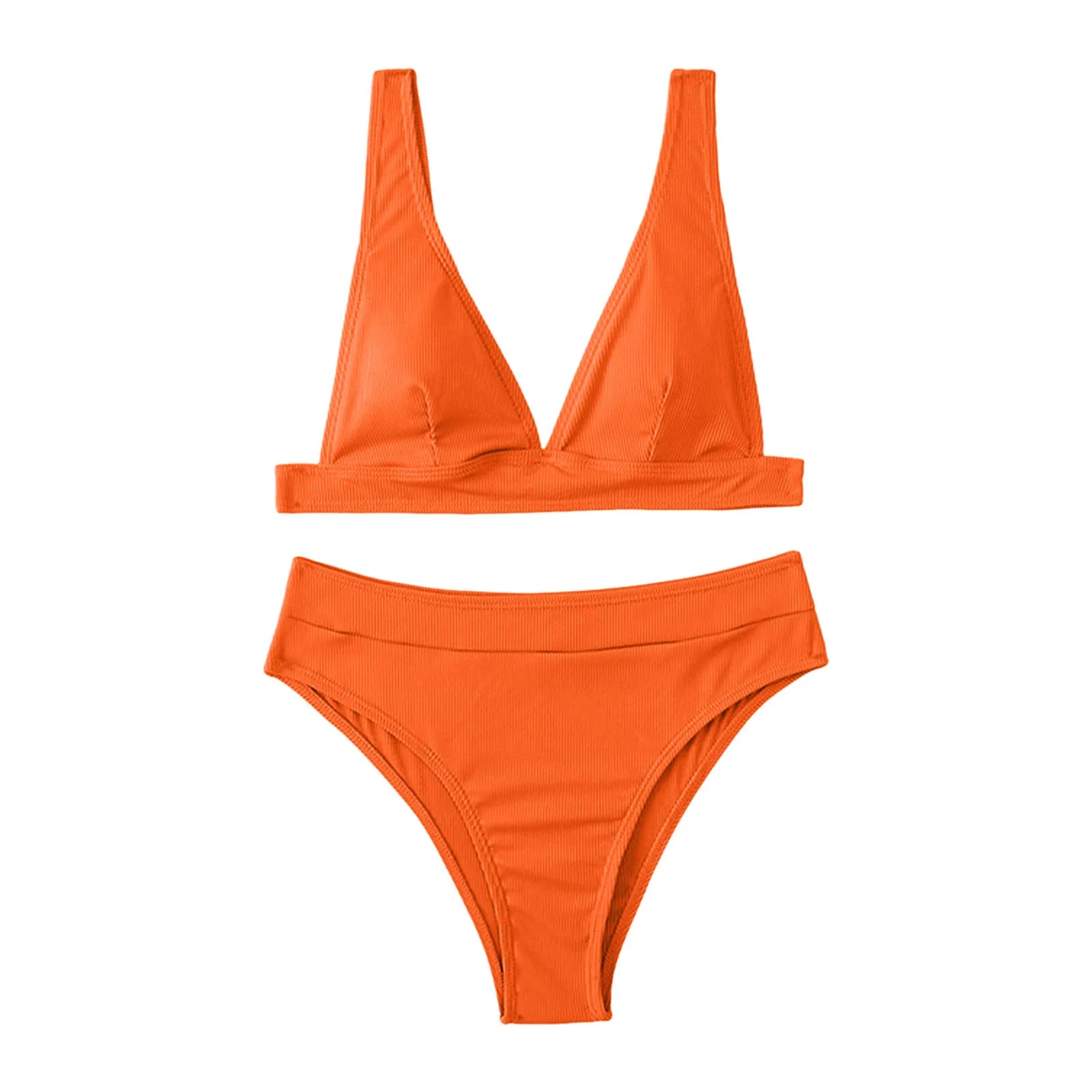 Women’s Deep V High-Waisted Bikini Set – Two-Piece Swimwear