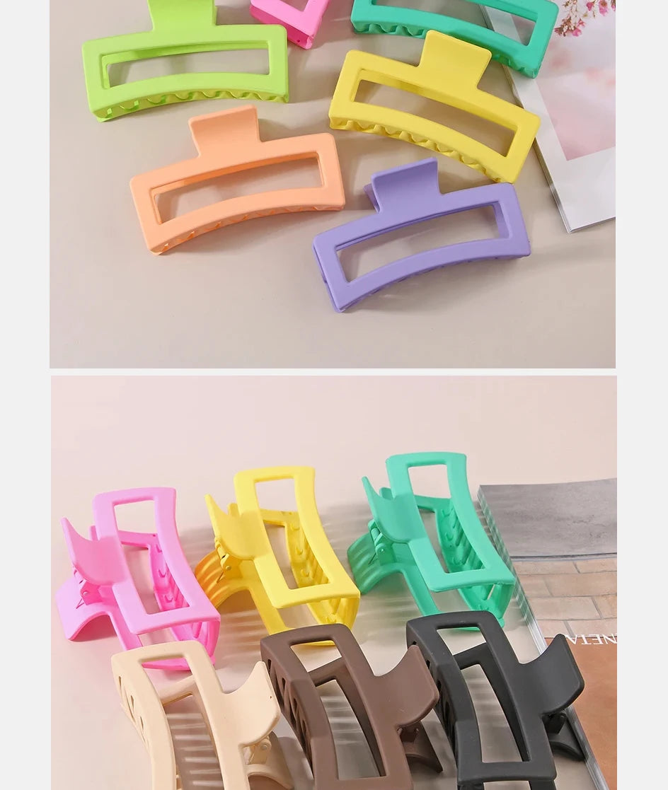 13CM Oversized Solid Square Shark Clip – Frosted Hair Accessories for Thick Hair