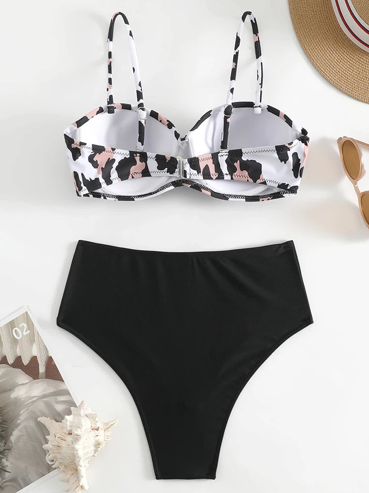 eopard Print Bikini Set – Floral Push-Up Low Waist Swimwear
