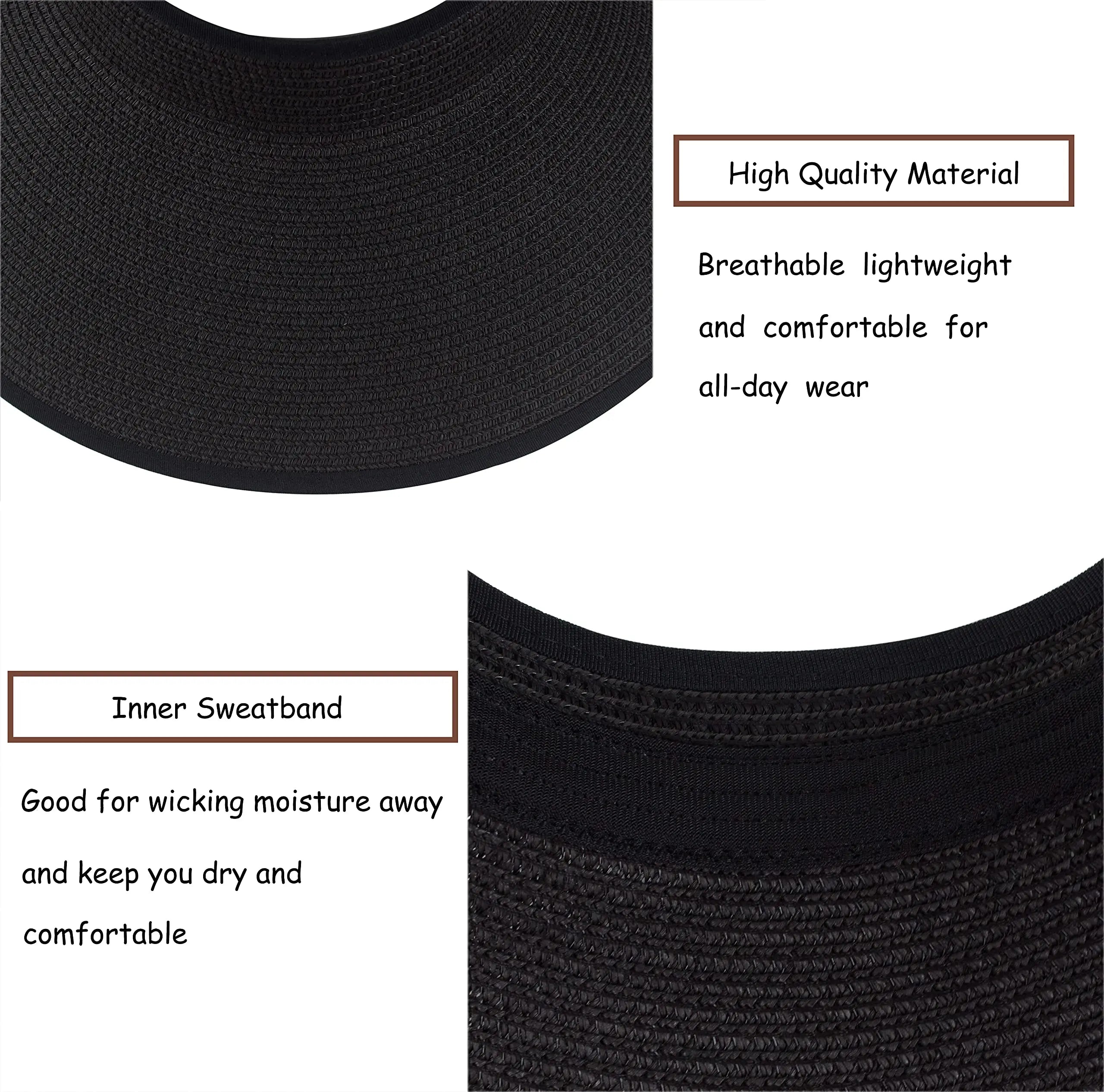 Women’s Roll-Up Sun Visor – Foldable Wide Brim UV Protection Hat