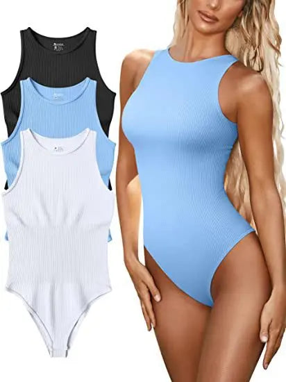 Women's Bodysuits One-piece Sleeveless O-neck