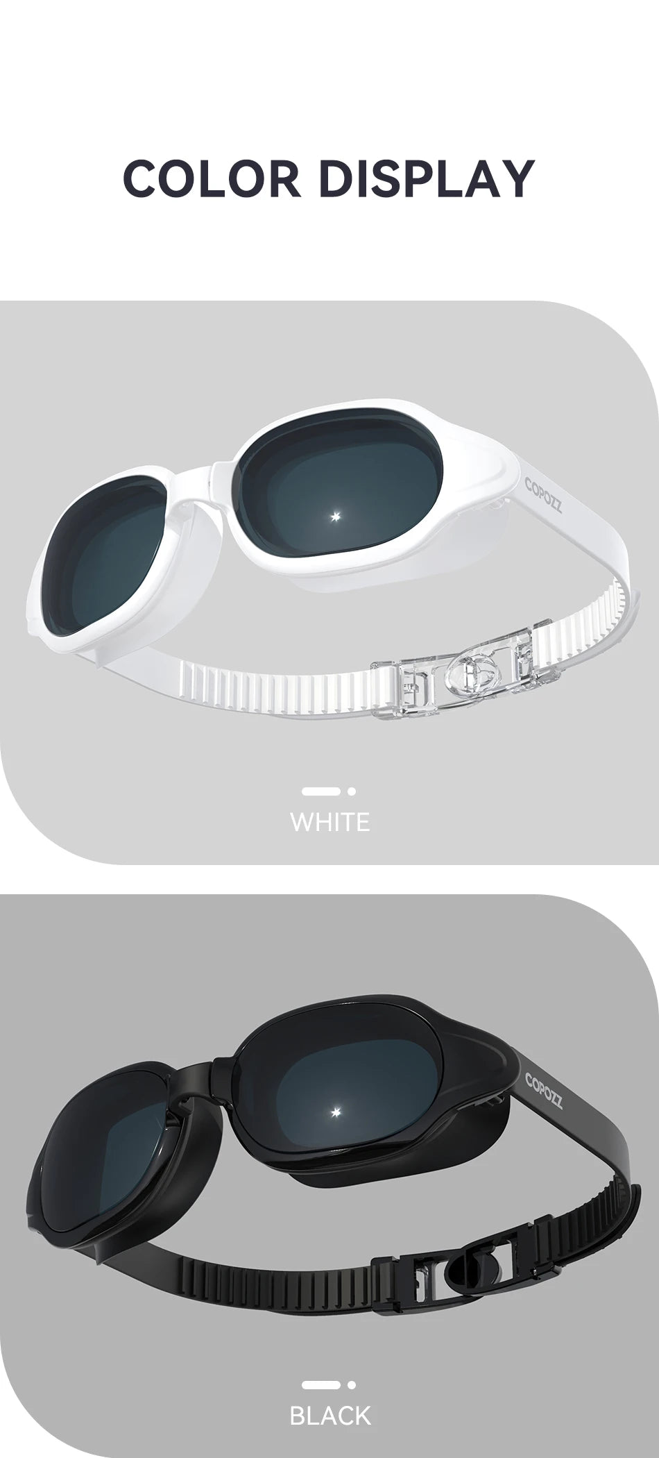 COPOZZ Professional Swimming Goggles – Anti-Fog, UV Protection Swim Glasses